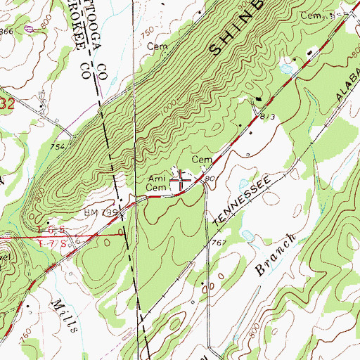 Topographic Map of Ami Cemetery, GA