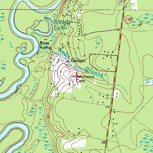 Topographic Map of Ammons Cemetery, GA