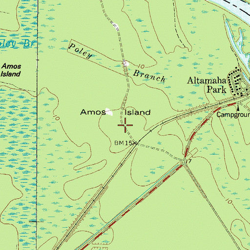 Topographic Map of Amos Island, GA