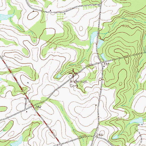 Topographic Map of Anderson Cemetery, GA