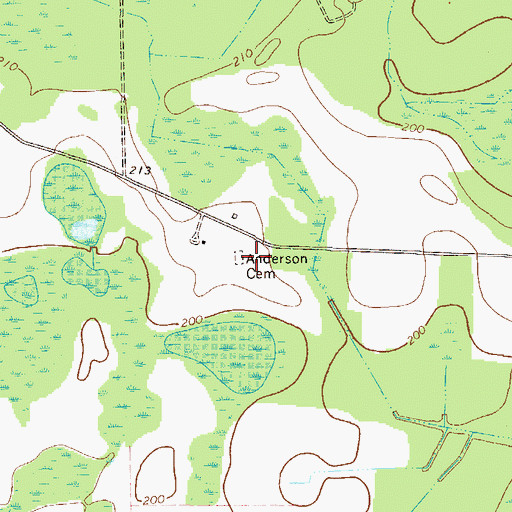 Topographic Map of Anderson Cemetery, GA