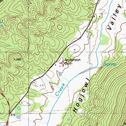 Topographic Map of Anderson Cemetery, GA