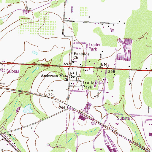 Topographic Map of Anderson Memorial Church, GA