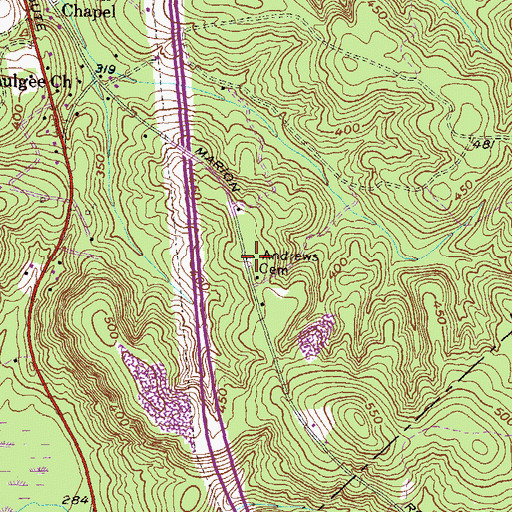 Topographic Map of Andrews Cemetery, GA