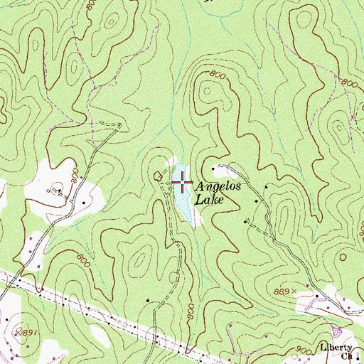 Topographic Map of Angelos Lake, GA