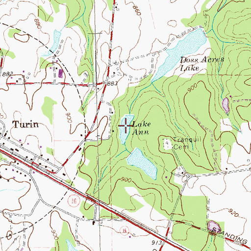 Topographic Map of Lake Ann, GA
