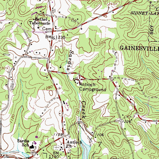 Topographic Map of Antioch Campground, GA