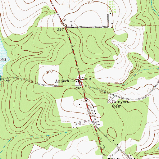 Topographic Map of Antioch Church, GA
