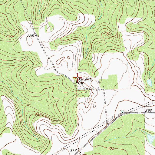 Topographic Map of Antioch Church, GA