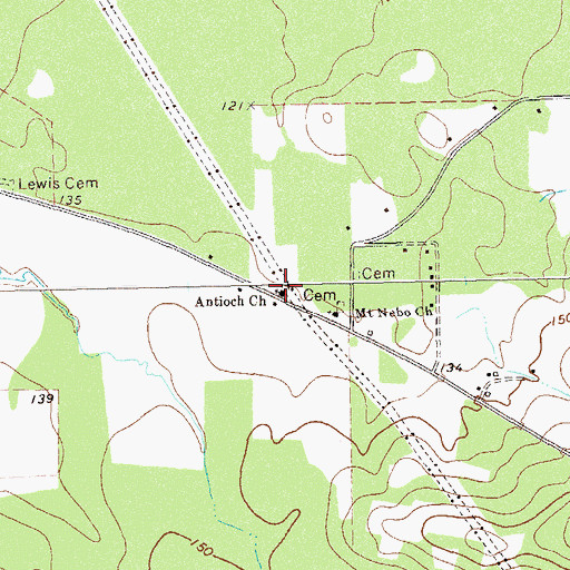 Topographic Map of Antioch Church, GA