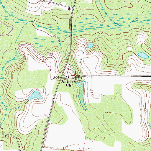 Topographic Map of Antioch Church, GA