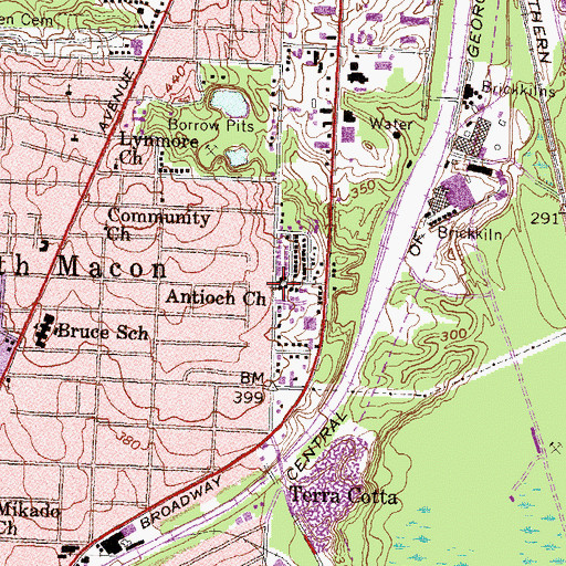 Topographic Map of Antioch Church, GA