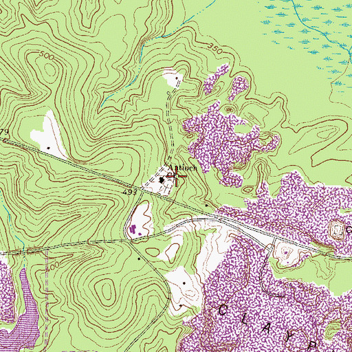Topographic Map of Antioch Church, GA
