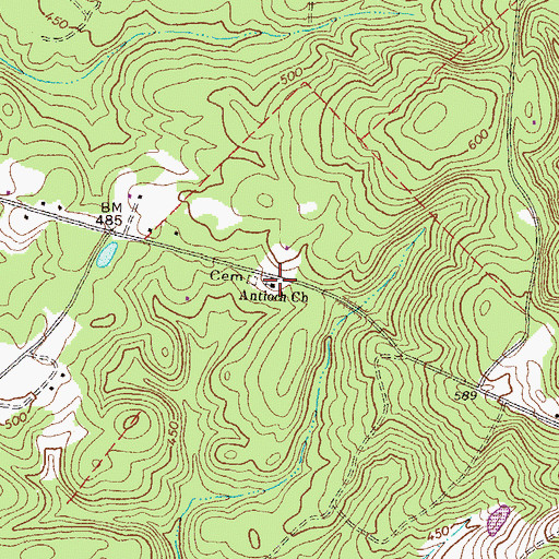 Topographic Map of Antioch Church, GA
