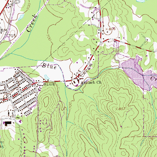 Topographic Map of Antioch Church, GA