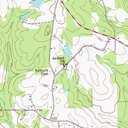 Topographic Map of Antioch Baptist Church, GA