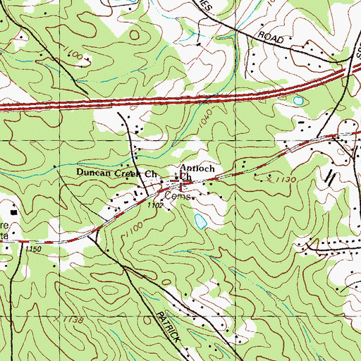 Topographic Map of Antioch Church, GA