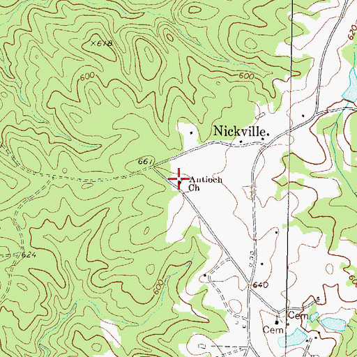 Topographic Map of Antioch Church, GA
