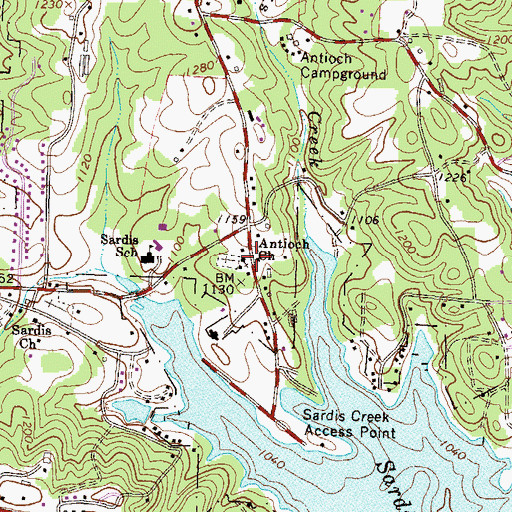 Topographic Map of Antioch Church, GA