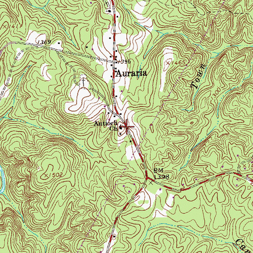Topographic Map of Antioch Church, GA