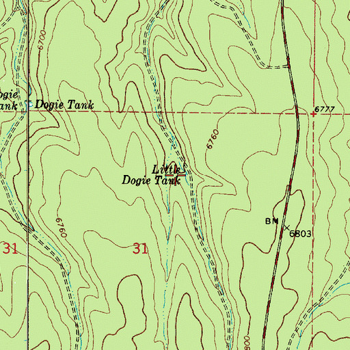 Topographic Map of Little Dogie Tank, AZ