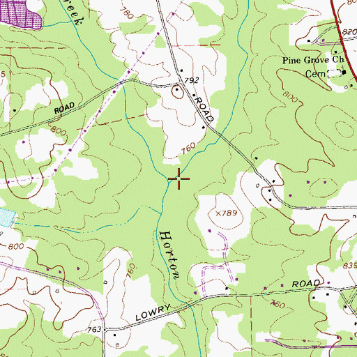 Topographic Map of Antioch Creek, GA