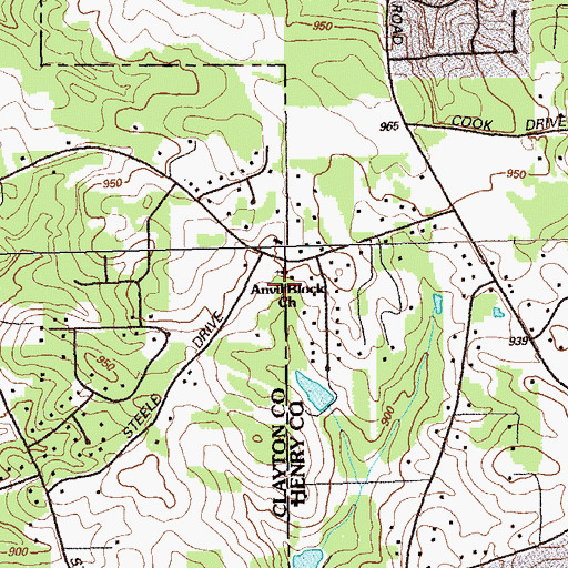 Topographic Map of Anvil Block Church, GA