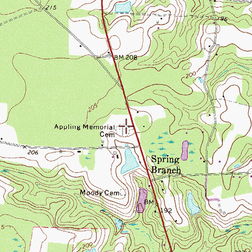 Topographic Map of Appling Memorial Cemetery, GA