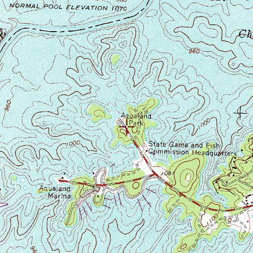 Topographic Map of Aqualand Park, GA