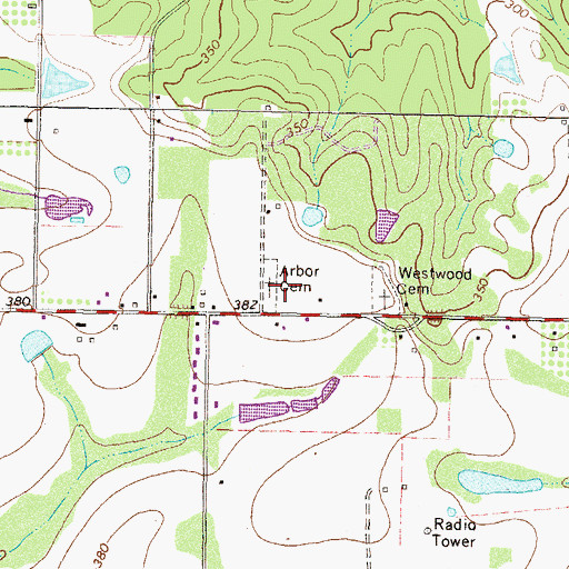Topographic Map of Arbor Cemetery, GA