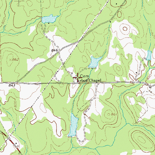Topographic Map of Arbor Chapel, GA