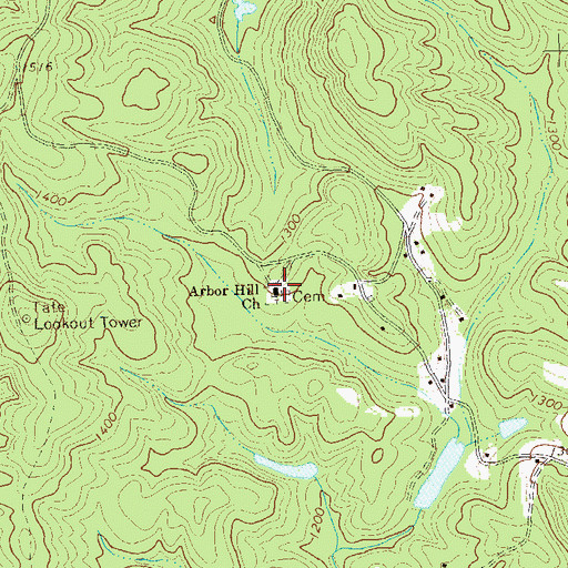 Topographic Map of Arbor Hill Church, GA