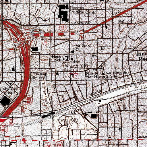 Topographic Map of Archbishop R Ryan Memorial School, GA