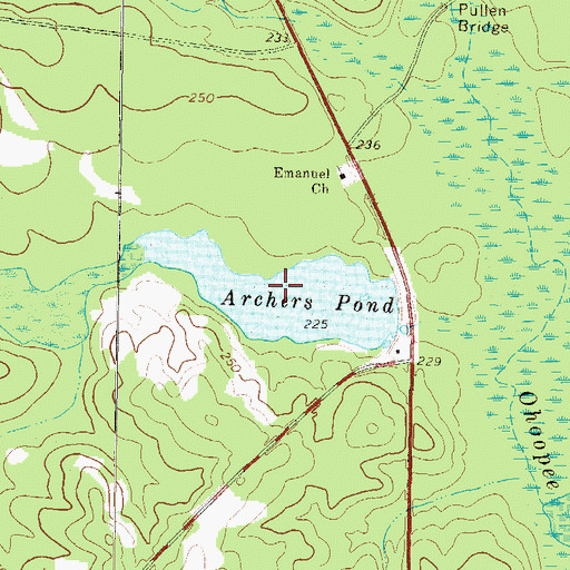 Topographic Map of Archers Pond, GA