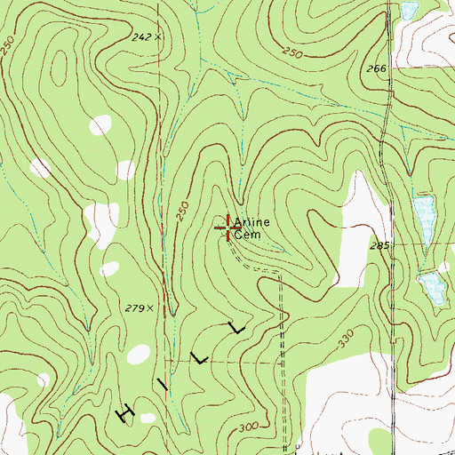Topographic Map of Arline Cemetery, GA