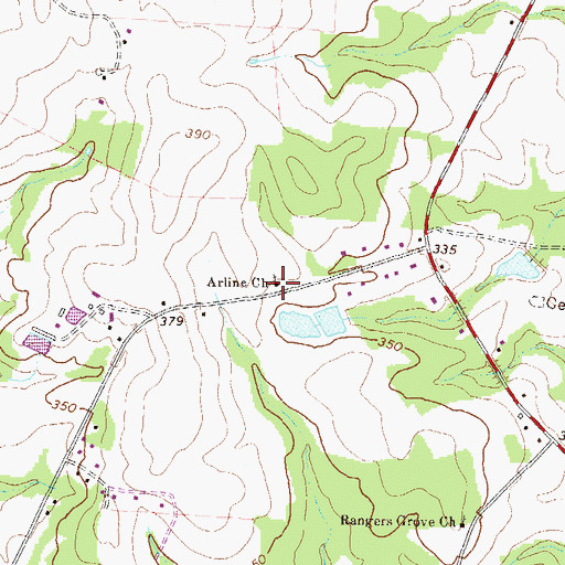 Topographic Map of Arline Church, GA