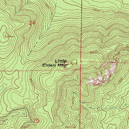 Topographic Map of Little Elden Mountain, AZ