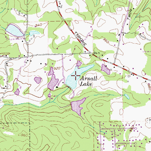 Topographic Map of Arnall Lake, GA