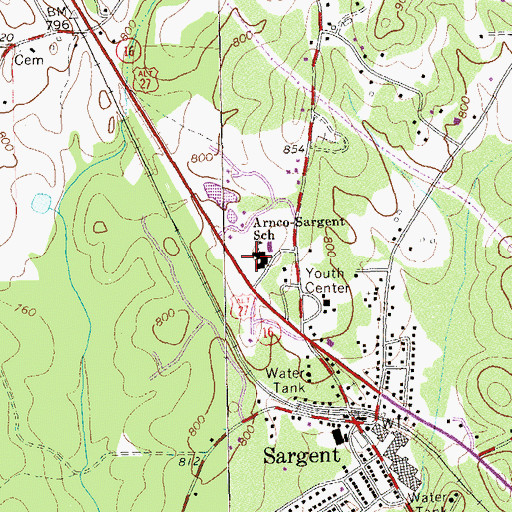 Topographic Map of Arnco - Sargent Elementary School, GA
