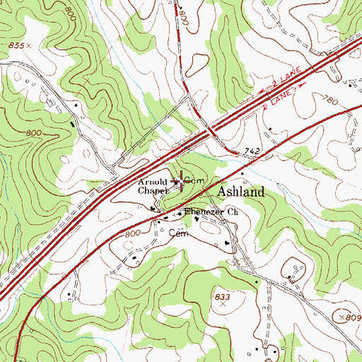 Topographic Map of Arnold Chapel, GA