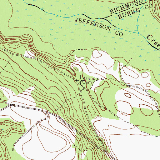 Topographic Map of Arrington Cemetery, GA