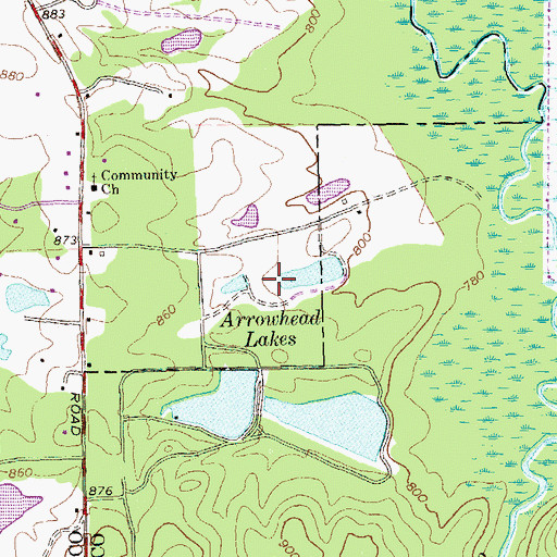Topographic Map of Arrowhead Lakes, GA