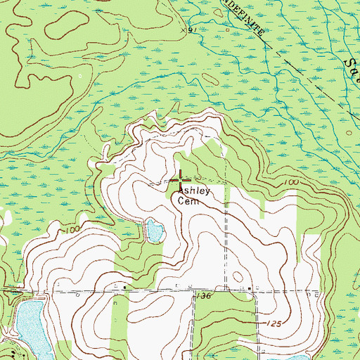 Topographic Map of Ashley Cemetery, GA