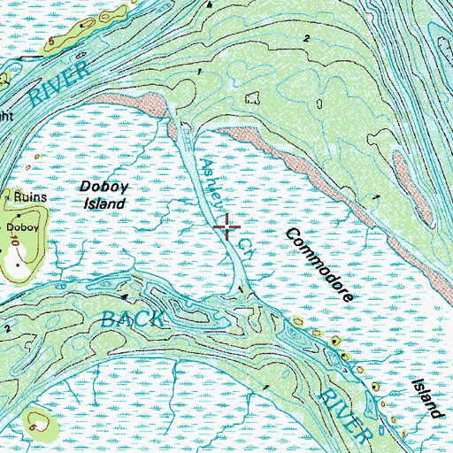 Topographic Map of Ashley Creek, GA