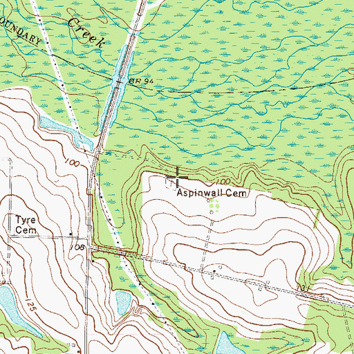 Topographic Map of Aspinwall Cemetery, GA