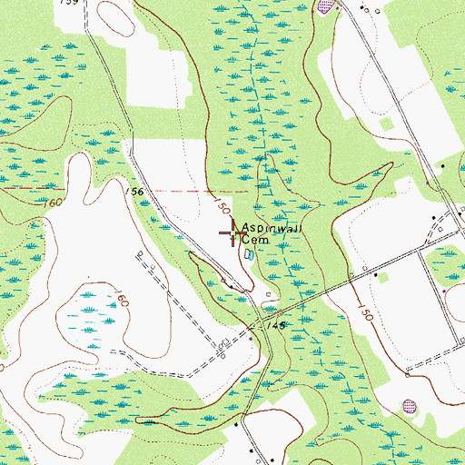 Topographic Map of Aspinwall Cemetery, GA