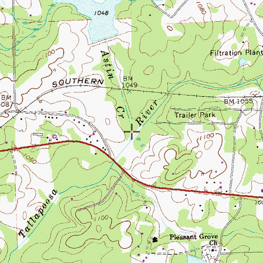 Topographic Map of Astin Creek, GA