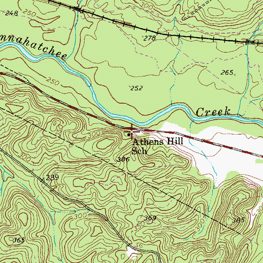 Topographic Map of Athens Hill School, GA