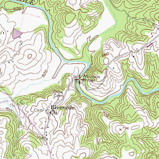 Topographic Map of Atkinson Bridge, GA
