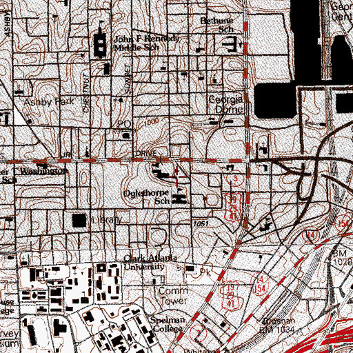Topographic Map of Atlanta University, GA